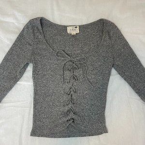 LA Hearts Grey Lace-Up Longsleeve